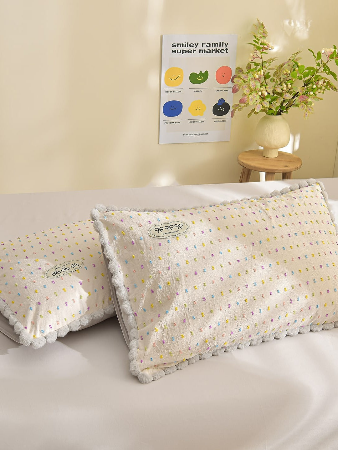 Confetti Cotton Clip-Jacquard Trim Duvet Cover Set original reference image 2