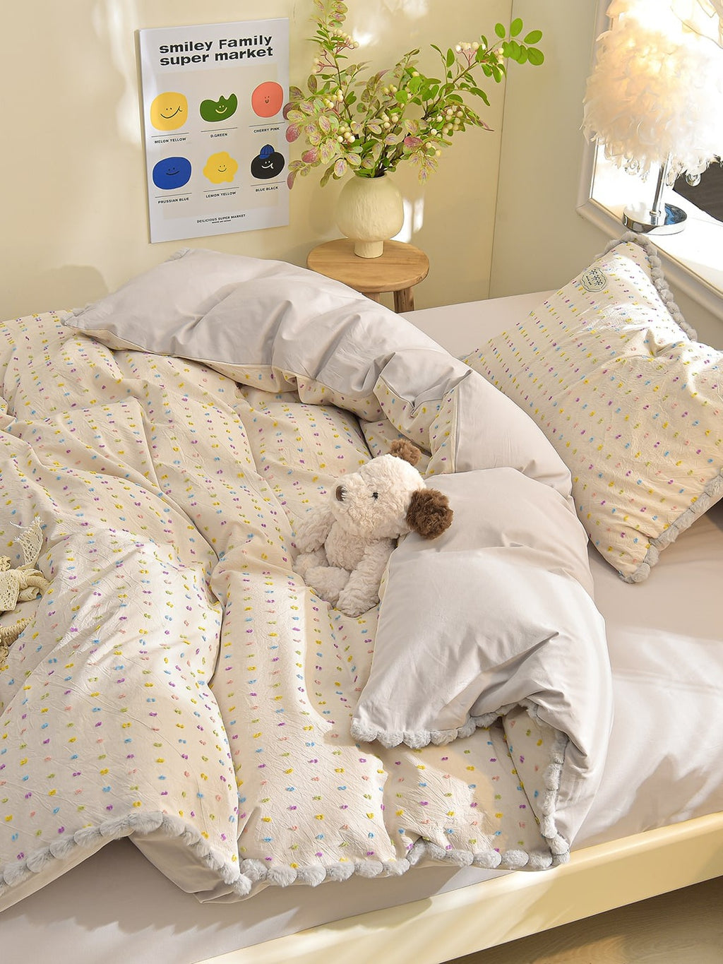 Confetti Cotton Clip-Jacquard Trim Duvet Cover Set original reference image 7