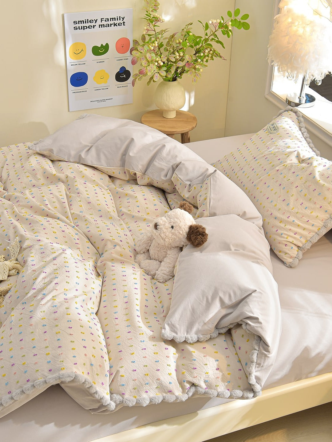 Confetti Cotton Clip-Jacquard Trim Duvet Cover Set original reference image 7