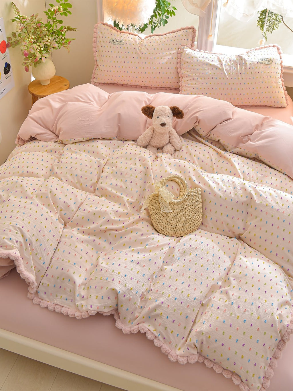 Confetti Cotton Clip-Jacquard Trim Duvet Cover Set original reference image 14