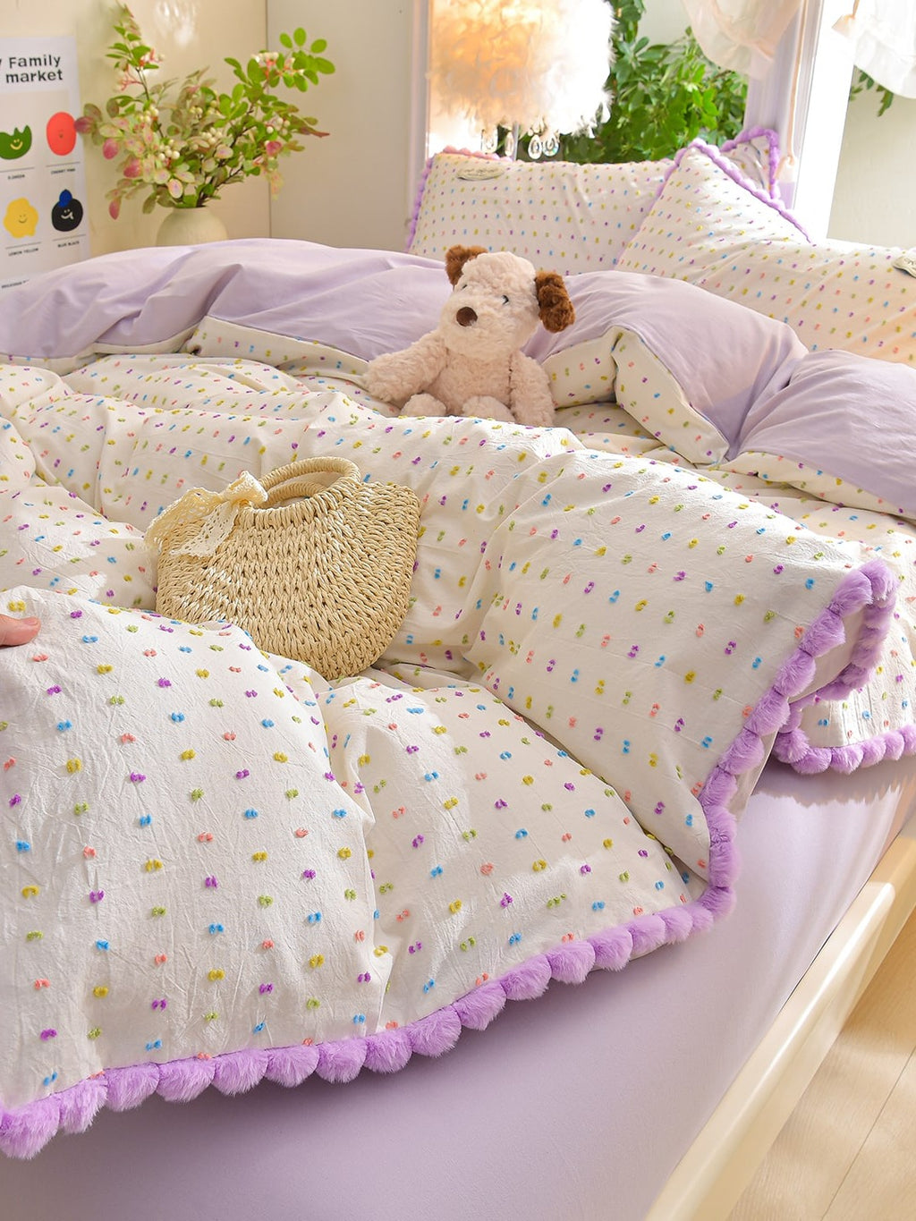 Confetti Cotton Clip-Jacquard Trim Duvet Cover Set original reference image 19