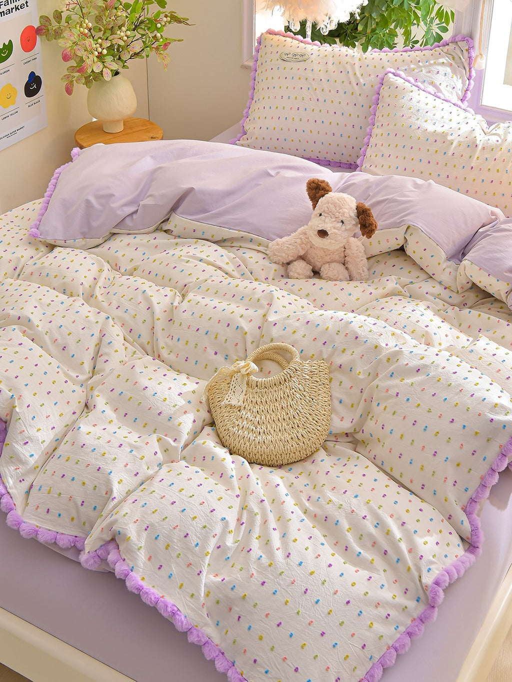 Confetti Cotton Clip-Jacquard Trim Duvet Cover Set original reference image 21