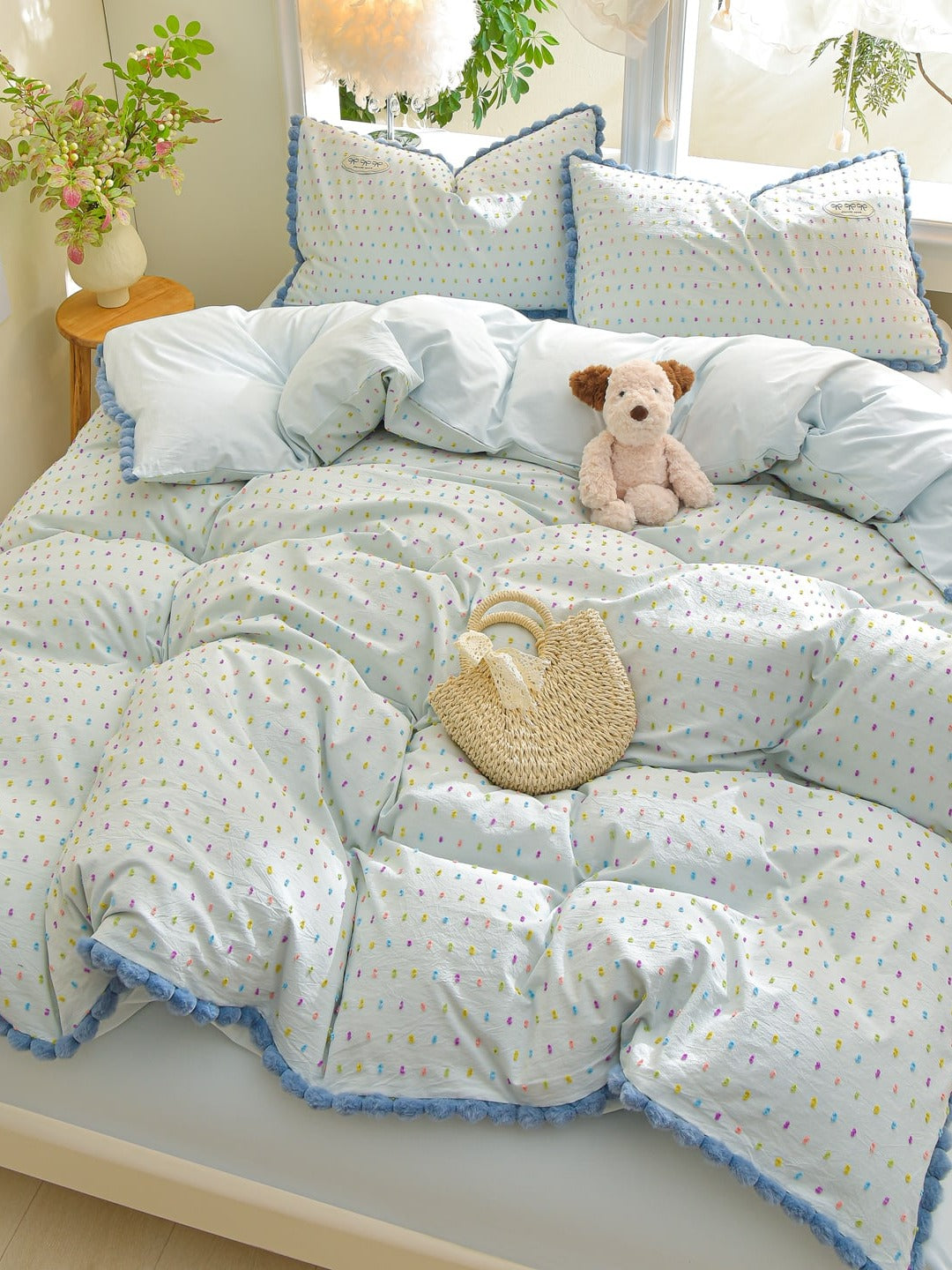 Confetti Cotton Clip-Jacquard Trim Duvet Cover Set original reference image 27
