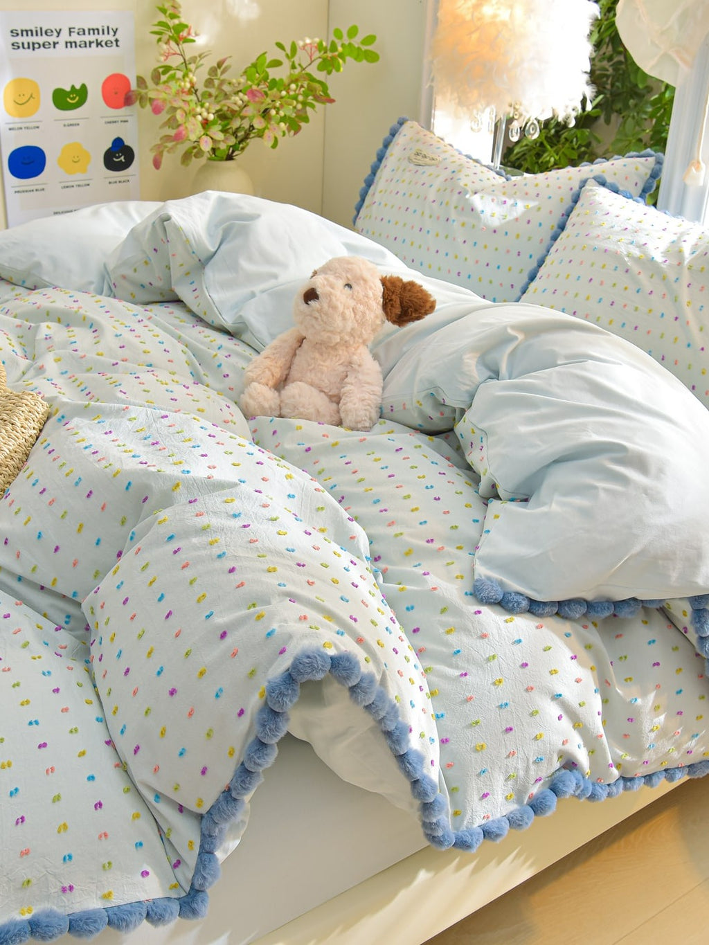Confetti Cotton Clip-Jacquard Trim Duvet Cover Set original reference image 29