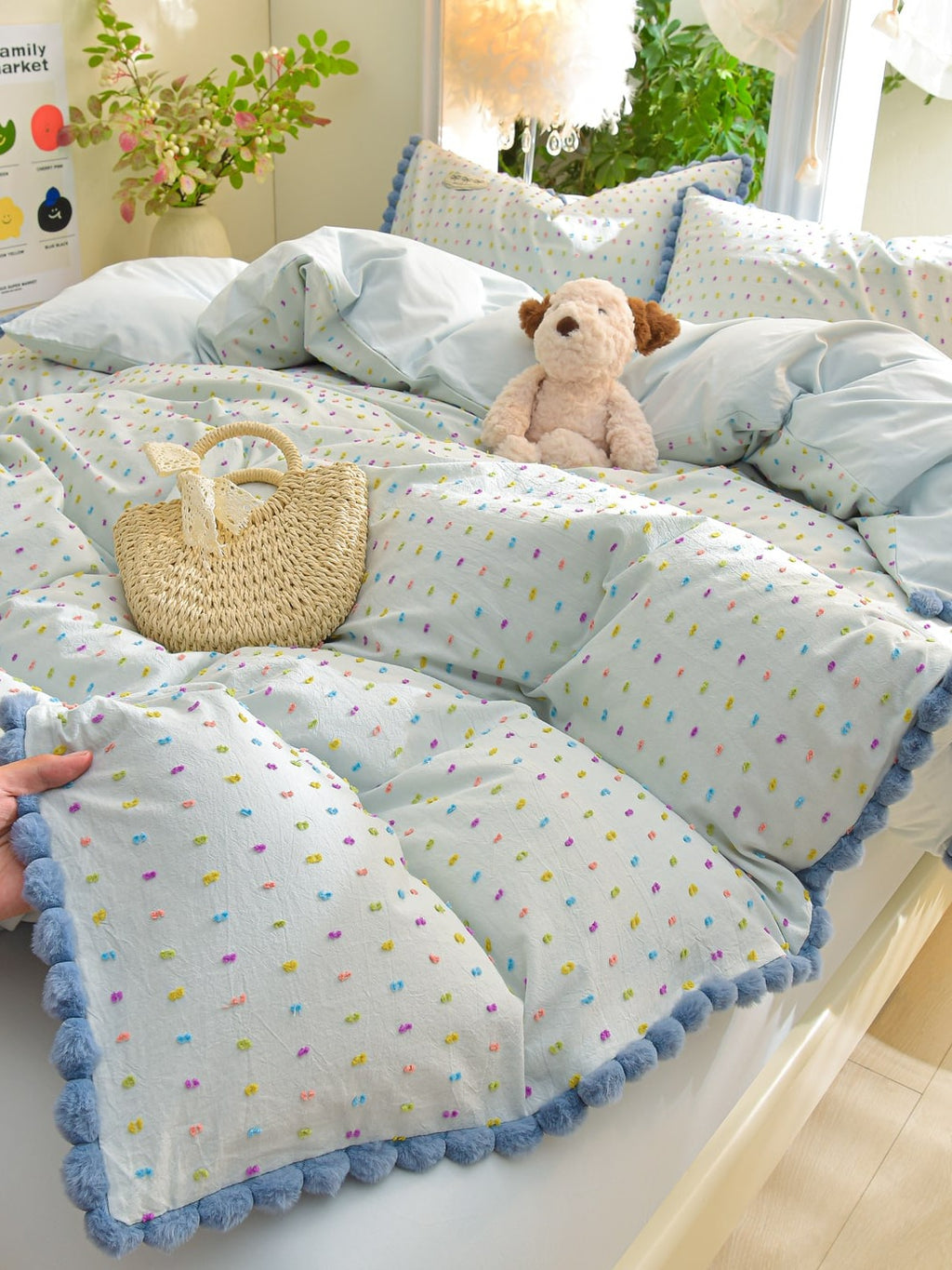 Confetti Cotton Clip-Jacquard Trim Duvet Cover Set original reference image 30