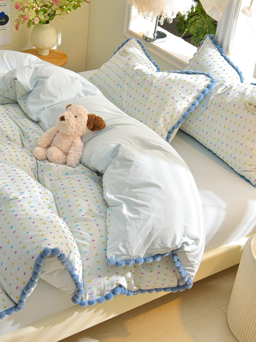 Confetti Cotton Clip-Jacquard Trim Duvet Cover Set original reference image 31