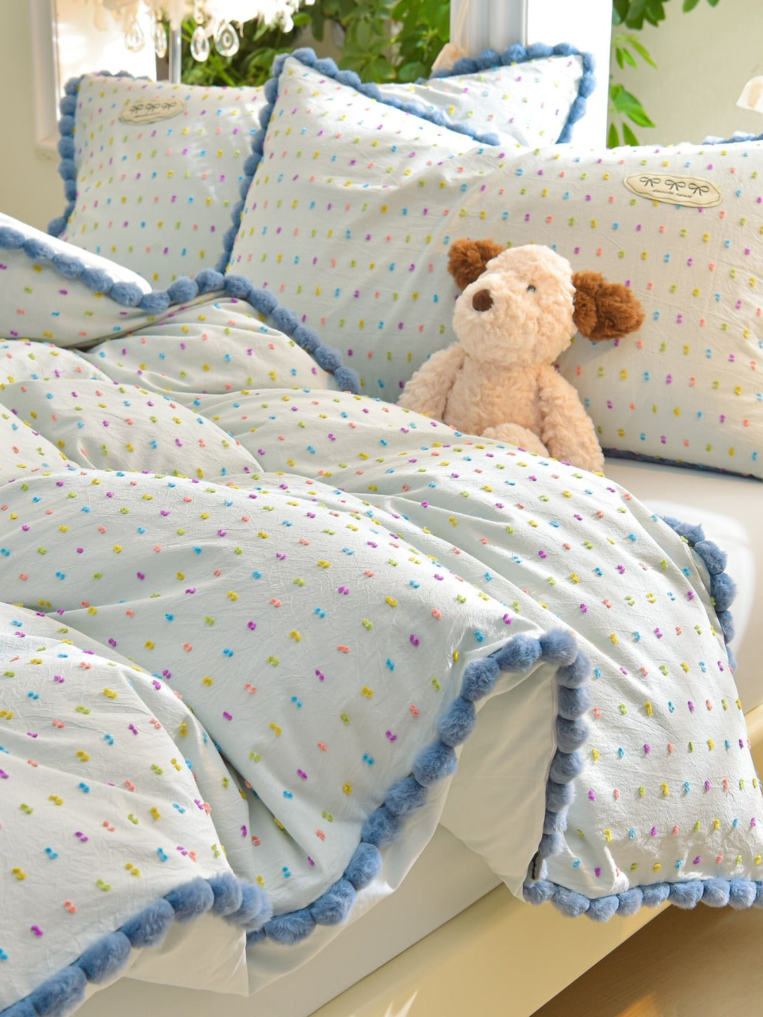Confetti Cotton Clip-Jacquard Trim Duvet Cover Set original reference image 32