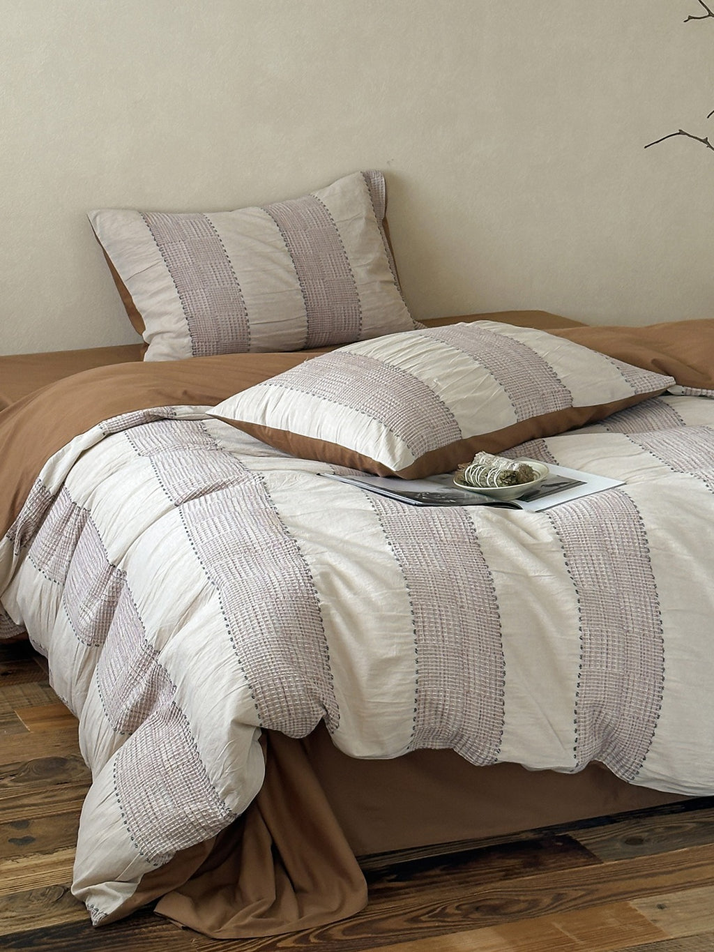 Cordelle Drawstring Waffle Jacquard Duvet Cover original reference image 1