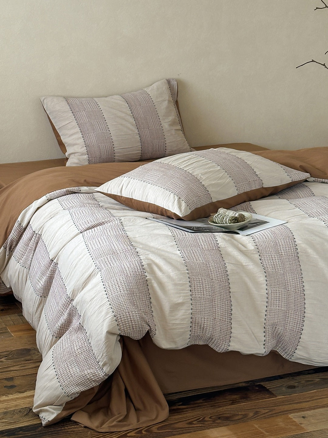 Cordelle Drawstring Waffle Jacquard Duvet Cover original reference image 1