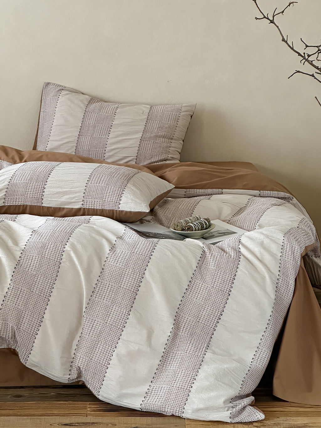 Cordelle Drawstring Waffle Jacquard Duvet Cover original reference image 2