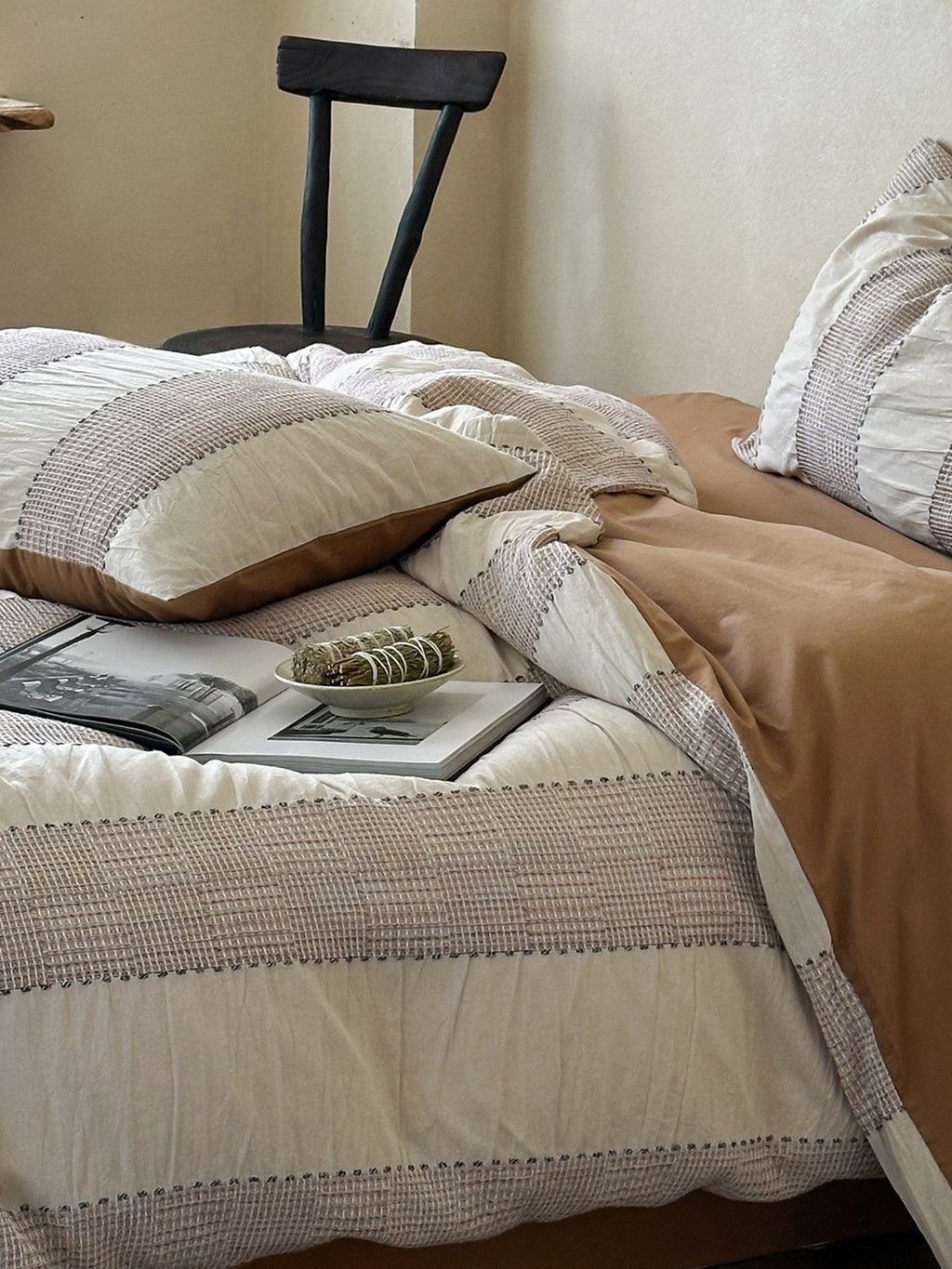 Cordelle Drawstring Waffle Jacquard Duvet Cover original reference image 3