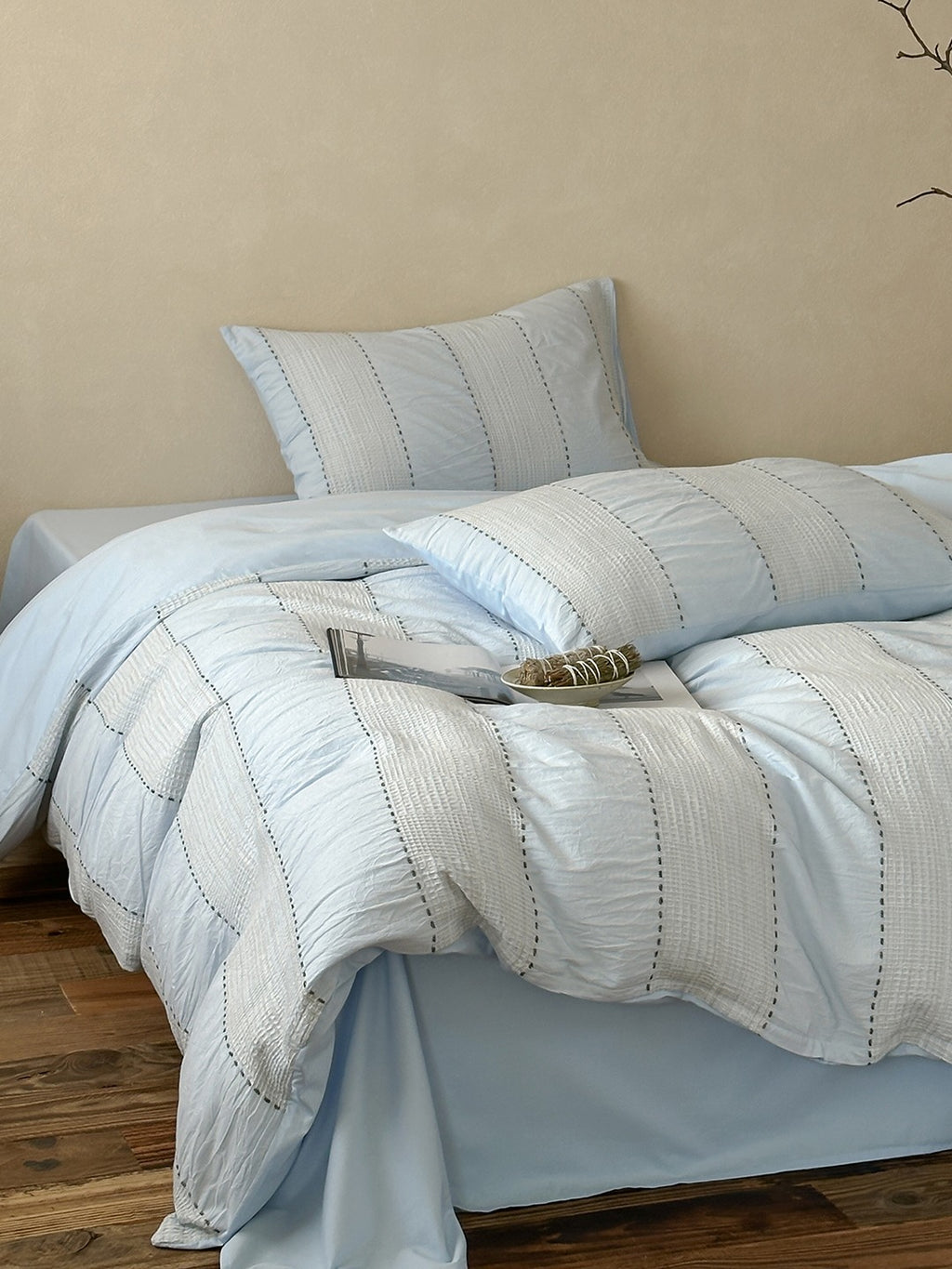 Cordelle Drawstring Waffle Jacquard Duvet Cover original reference image 10