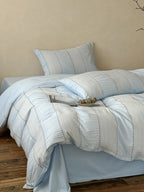 Cordelle Drawstring Waffle Jacquard Duvet Cover original reference image 10