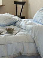 Cordelle Drawstring Waffle Jacquard Duvet Cover original reference image 11