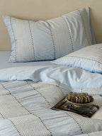 Cordelle Drawstring Waffle Jacquard Duvet Cover original reference image 12