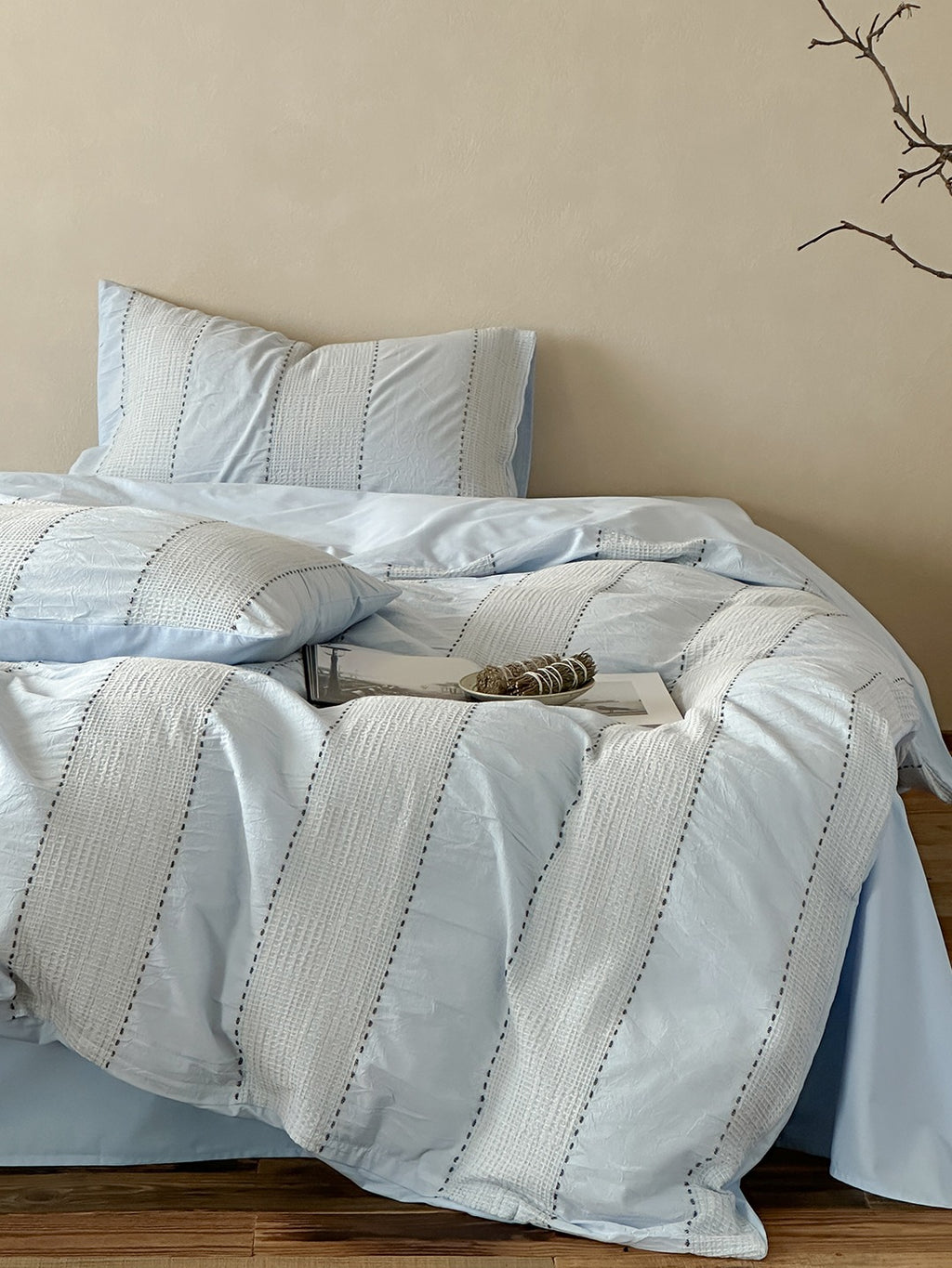Cordelle Drawstring Waffle Jacquard Duvet Cover original reference image 15