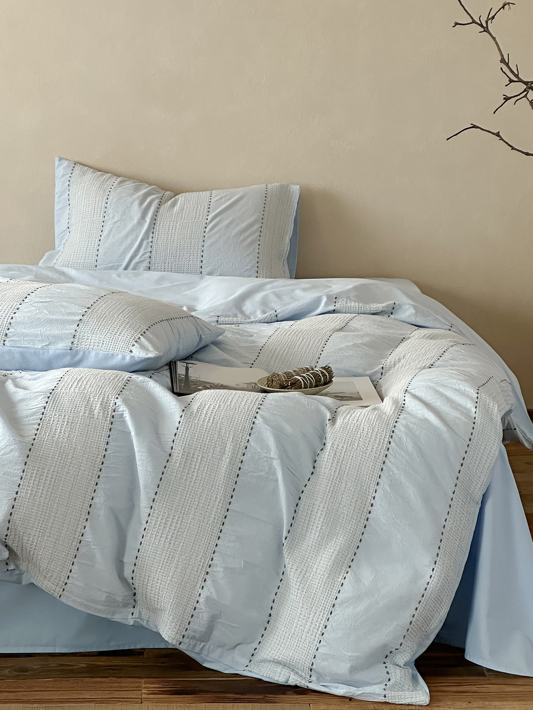 Cordelle Drawstring Waffle Jacquard Duvet Cover original reference image 15