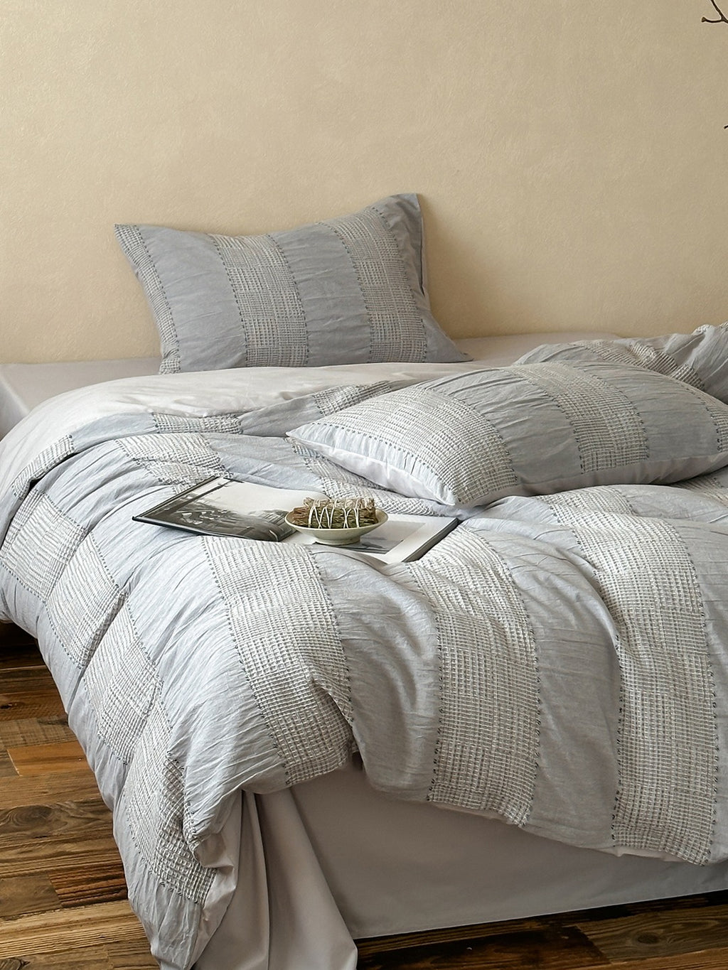 Cordelle Drawstring Waffle Jacquard Duvet Cover original reference image 18