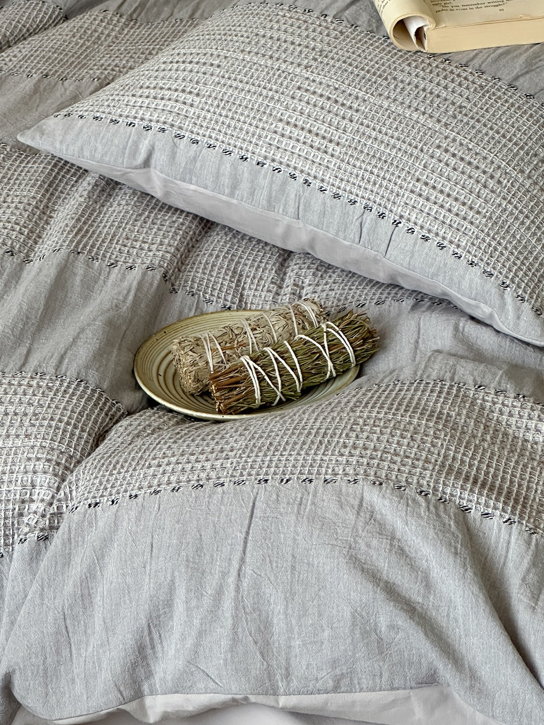 Cordelle Drawstring Waffle Jacquard Duvet Cover original reference image 21