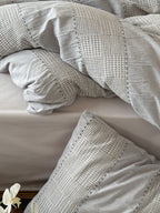 Cordelle Drawstring Waffle Jacquard Duvet Cover original reference image 22