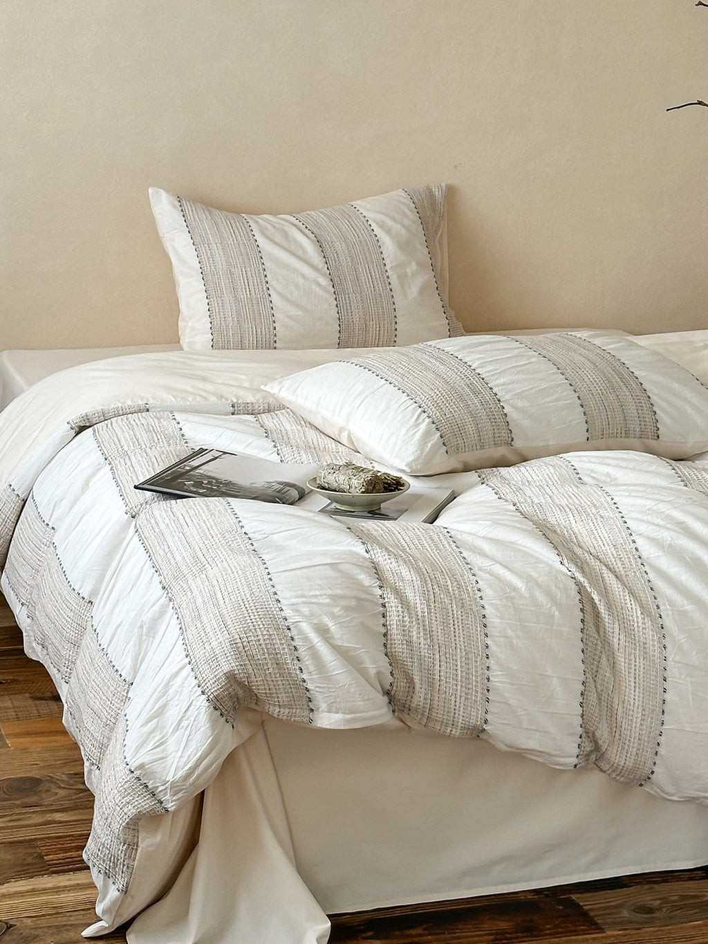 Cordelle Drawstring Waffle Jacquard Duvet Cover original reference image 26