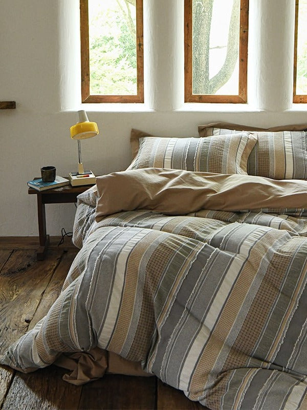Cordline Cotton Waffle Jacquard Duvet Cover Set original reference image 3