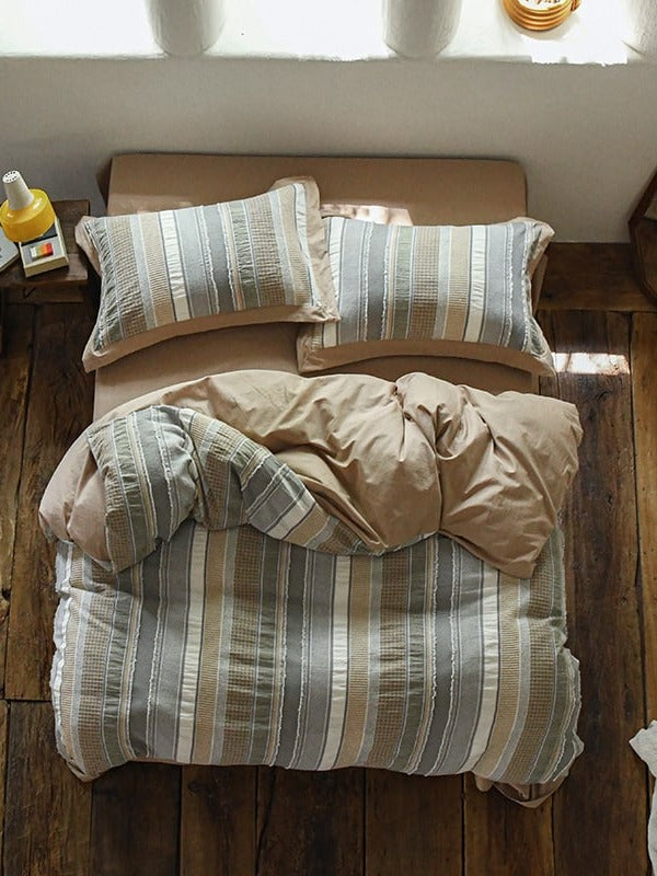 Cordline Cotton Waffle Jacquard Duvet Cover Set original reference image 6