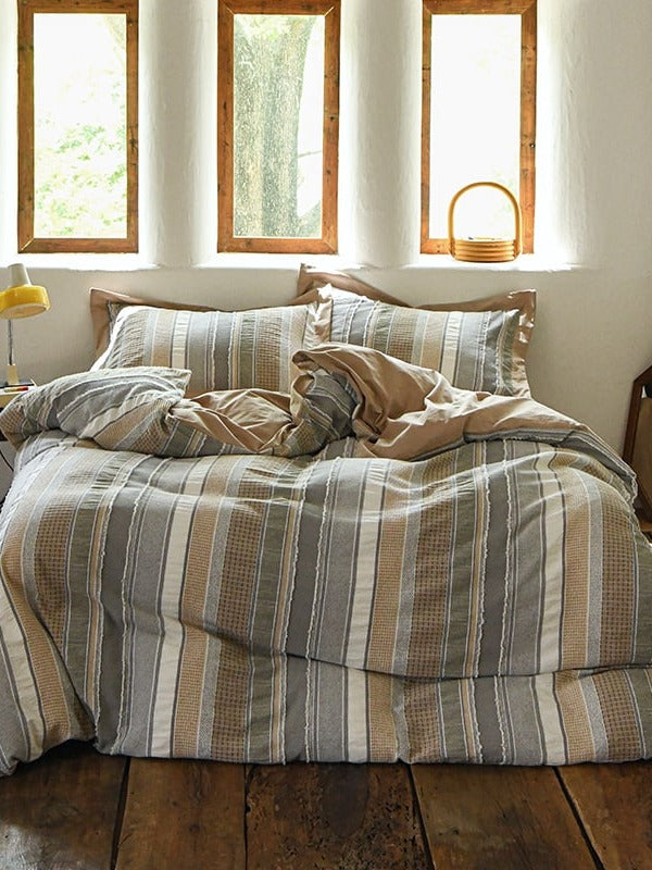 Cordline Cotton Waffle Jacquard Duvet Cover Set original reference image 8