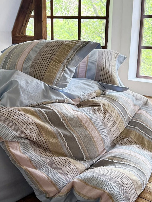 Cordline Cotton Waffle Jacquard Duvet Cover Set original reference image 13