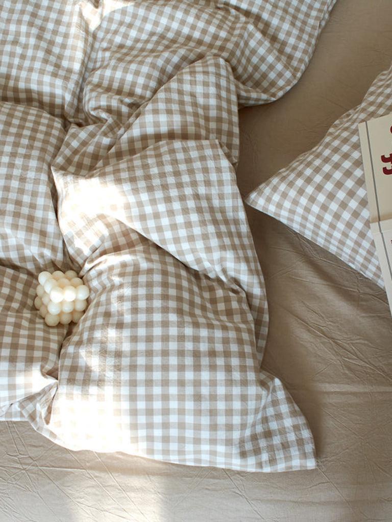 Cotton Small Gingham Duvet Cover - Blue