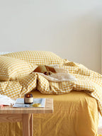 Cotton Small Gingham Duvet Cover - Baby Pink