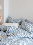 Cotton Small Gingham Duvet Cover - Baby Pink