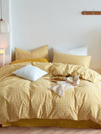 Cotton Small Gingham Duvet Cover - Beige