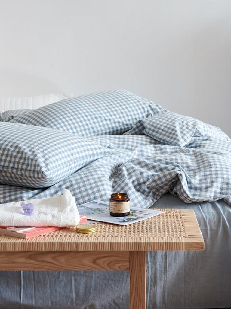 Cotton Small Gingham Duvet Cover - Navy