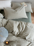 Cotton Small Gingham Duvet Cover - Navy