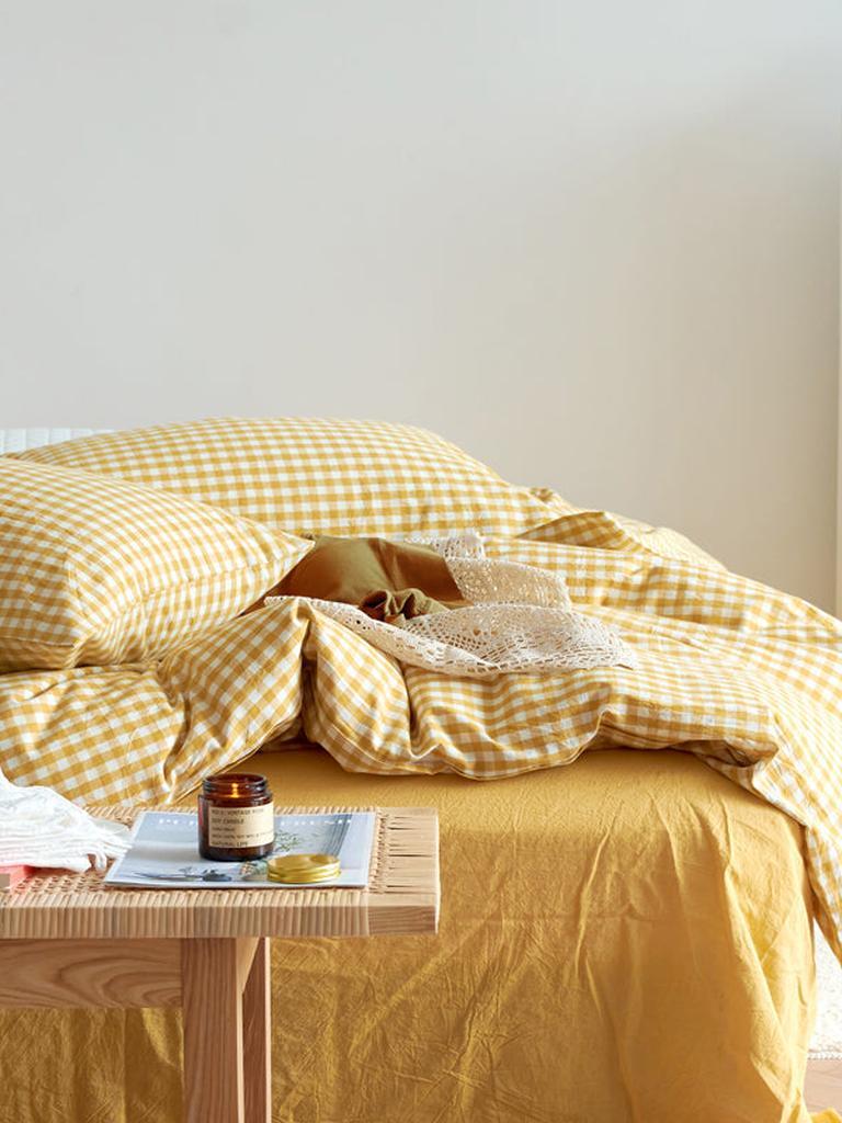 Cotton Small Gingham Duvet Cover - Green