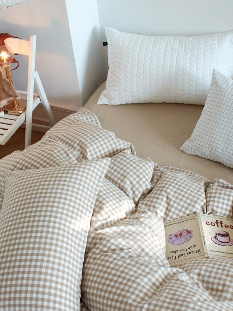 Cotton Small Gingham Duvet Cover - Green