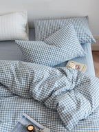 Cotton Small Gingham Duvet Cover - Green