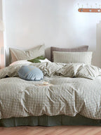 Green Gingham Duvet Cover Set
