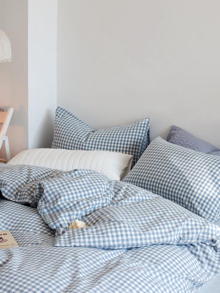 Cotton Small Gingham Duvet Cover - Red