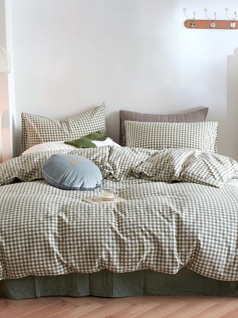 Cotton Small Gingham Duvet Cover - Red