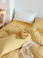 Cotton Small Gingham Duvet Cover - Yellow
