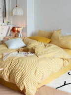 Cotton Small Gingham Duvet Cover - Yellow