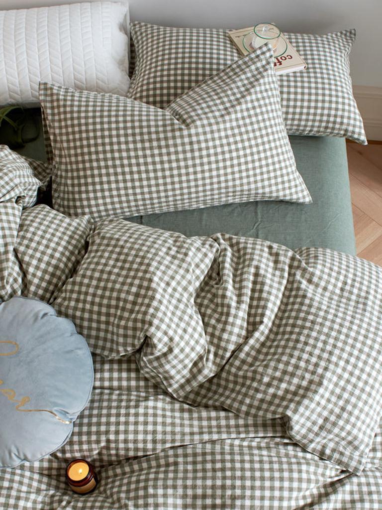 Cotton Small Gingham Duvet Cover - Yellow