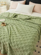 Cozy Plaid Fleece Blanket - Cream White