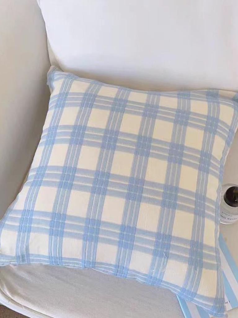 Cream Plaid Throw Pillow