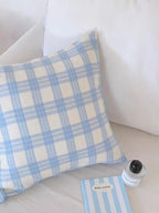 Cream Plaid Throw Pillow