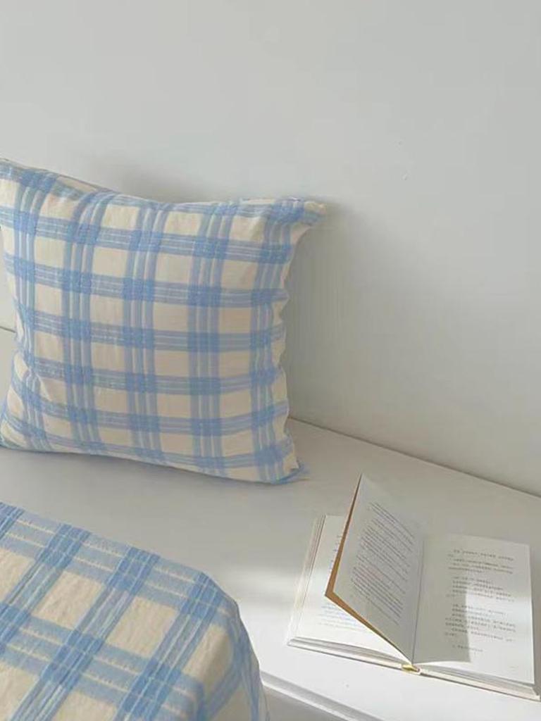 Cream Plaid Throw Pillow