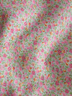 Pink Ditsy Floral Curtain with Lace