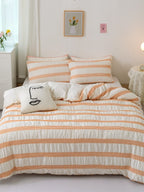 Daybreak Stripe Cotton Seersucker Duvet Cover Set original reference image 1